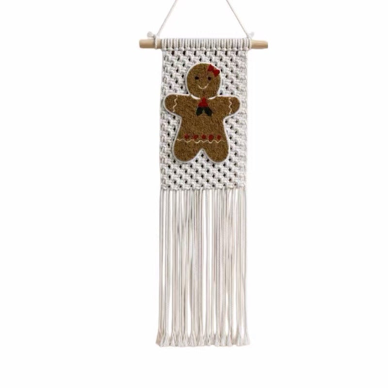 HomeTaro Hand-Woven Gingerbread Man Christmas Wall Hanging