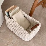 HomeTaro Handmade Cotton Rope Storage Basket with Lining