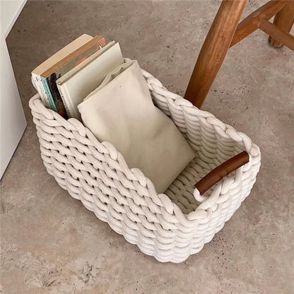 HomeTaro Handmade Cotton Rope Storage Basket with Lining