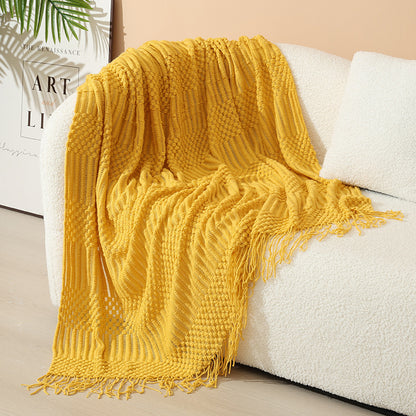 HomeTaro Nordic Bubble Knit Tassel Throw Blanket