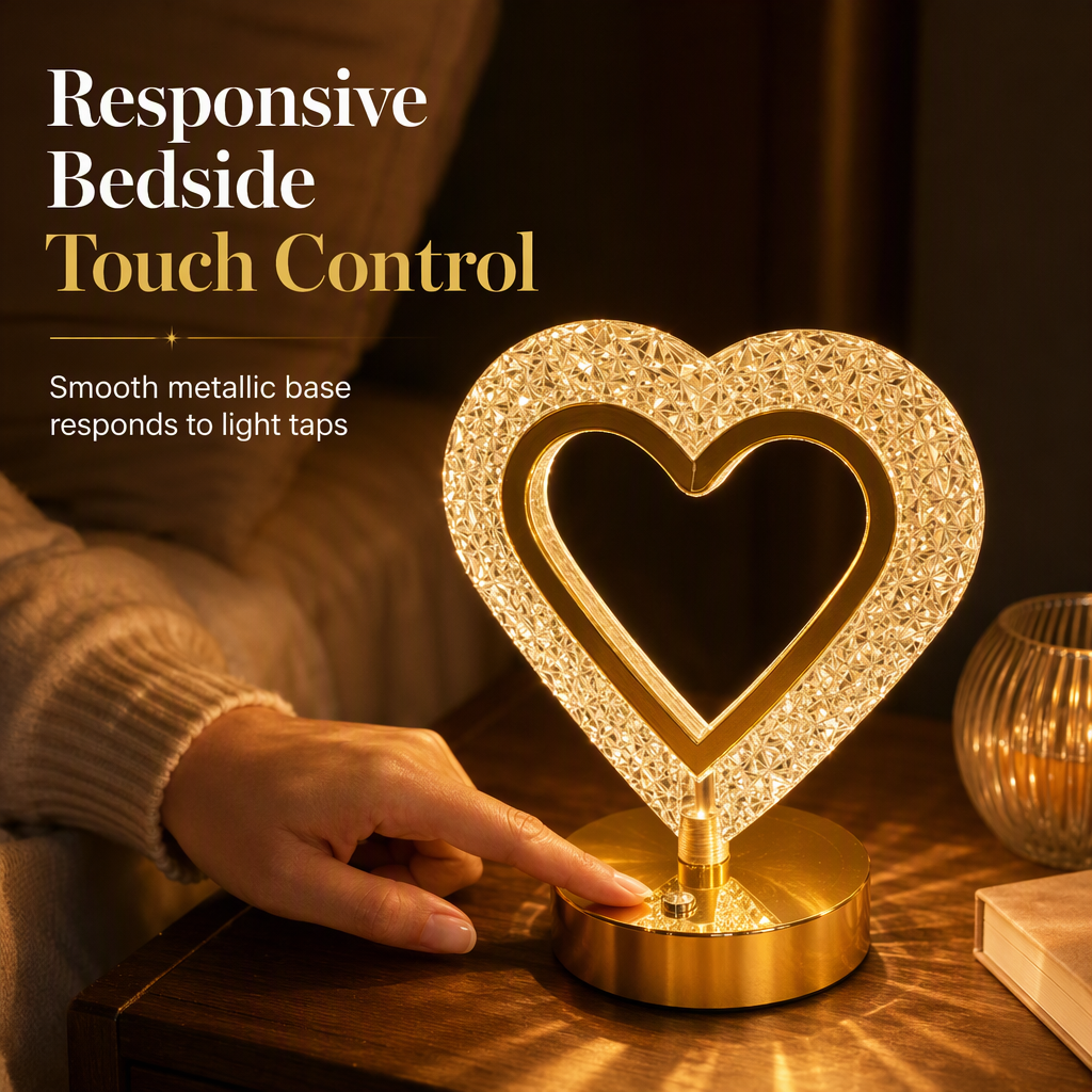 Touch control on the base of the heart-shaped lamp