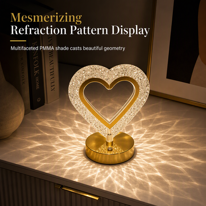 Geometric glow pattern created by the heart-shaped lamp