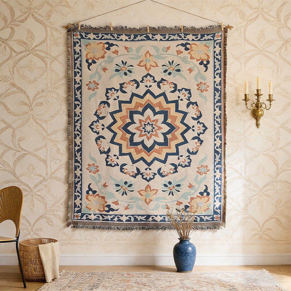 HomeTaro Geometric Floral Fabric Wall Tapestry