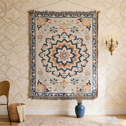 HomeTaro Geometric Floral Fabric Wall Tapestry