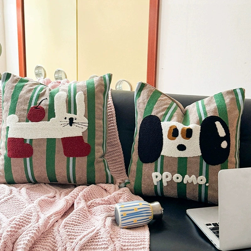 HomeTaro Embroidered Lumbar Cushion with Decorative Cover
