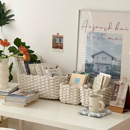 HomeTaro Handmade Cotton Rope Storage Basket with Lining