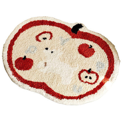 HomeTaro Apple-Shaped Puppy Flocked Rug