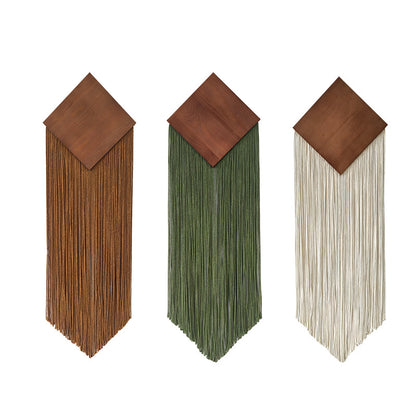 HomeTaro Hand-Woven Diamond Pattern Tapestry with Wooden Rod
