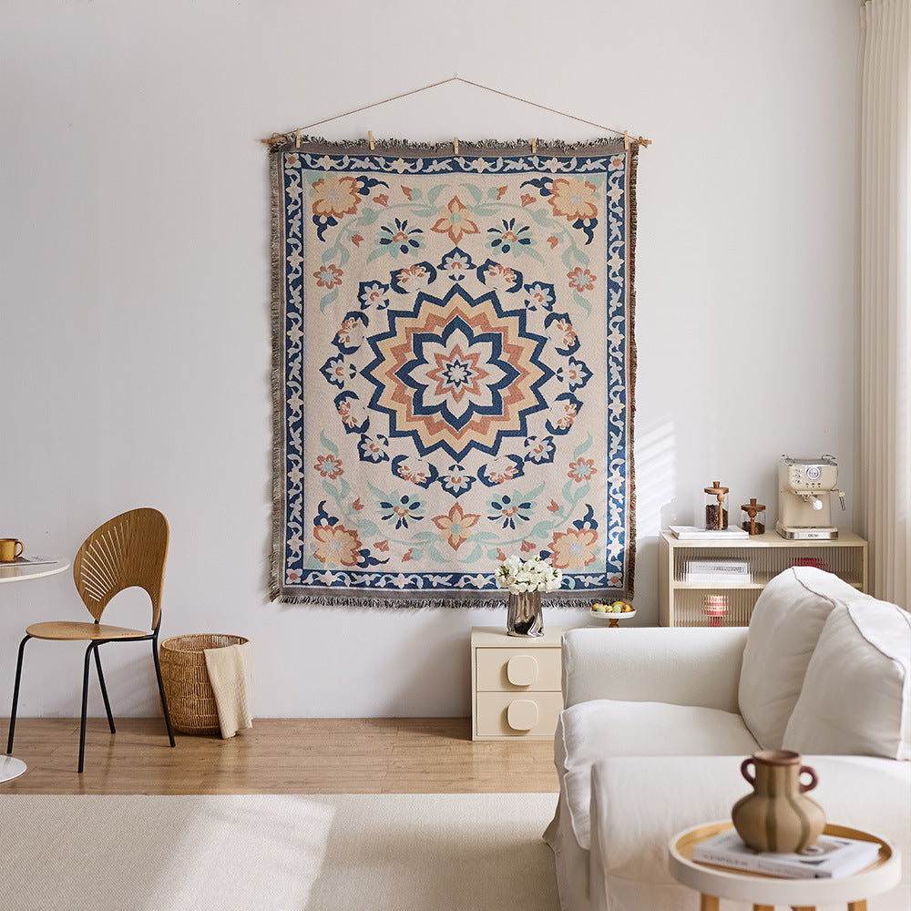 HomeTaro Geometric Floral Fabric Wall Tapestry