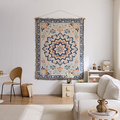 HomeTaro Geometric Floral Fabric Wall Tapestry