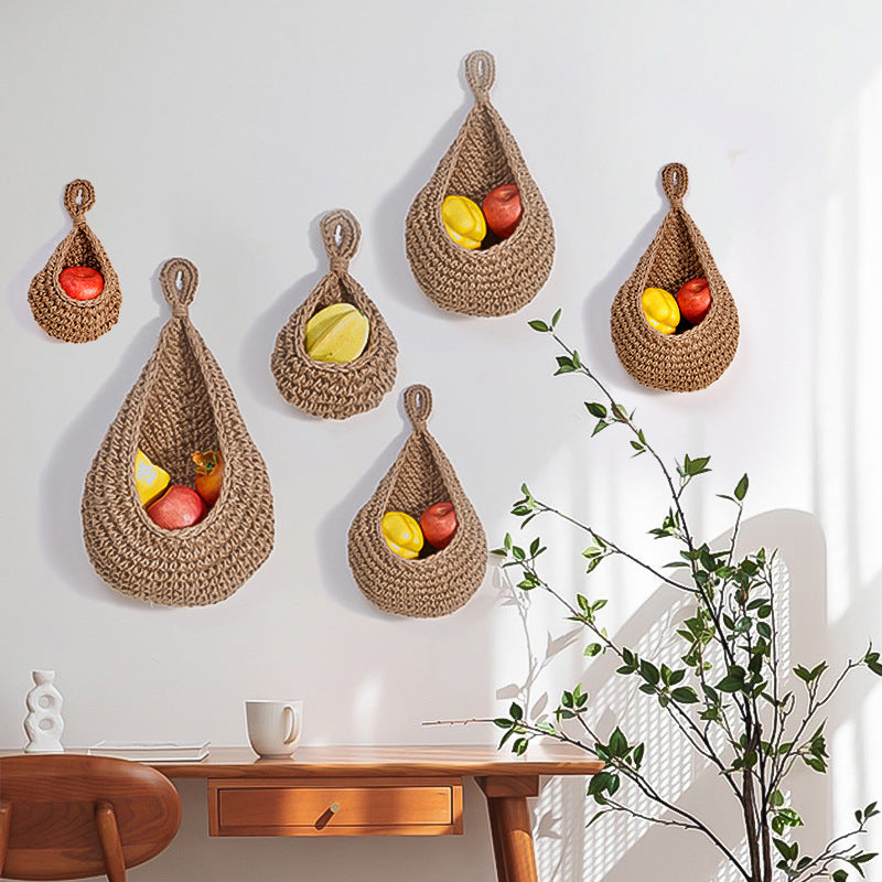HomeTaro Wall-Mounted Cotton Rope Fruit & Vegetable Basket