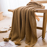 HomeTaro Handmade Tassel Throw Blanket – Minimalist Woven Home Decor