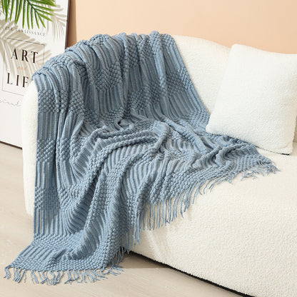 HomeTaro Nordic Bubble Knit Tassel Throw Blanket