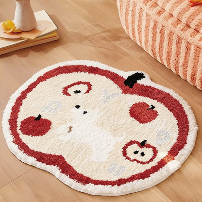 HomeTaro Apple-Shaped Puppy Flocked Rug