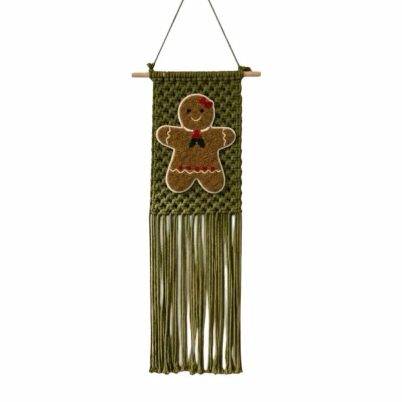 HomeTaro Hand-Woven Gingerbread Man Christmas Wall Hanging