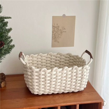 HomeTaro Handmade Cotton Rope Storage Basket with Lining