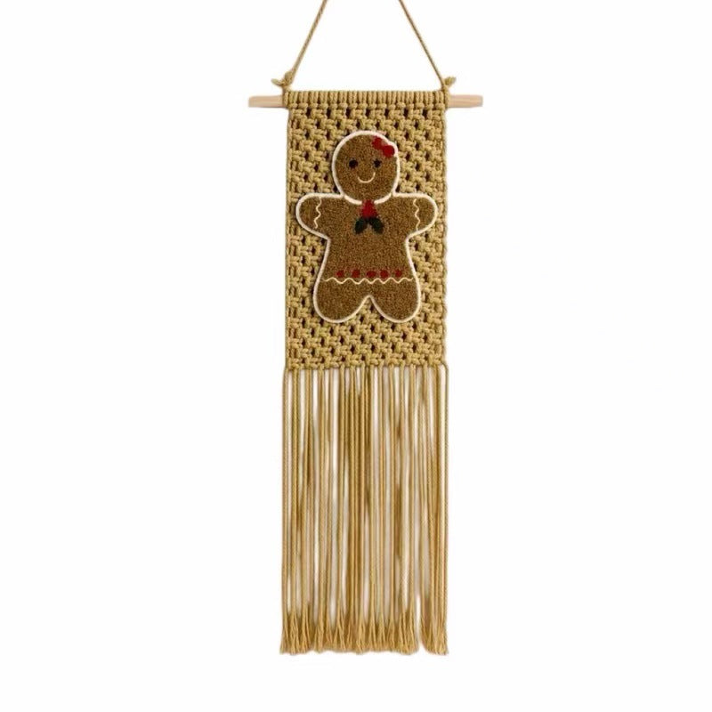 HomeTaro Hand-Woven Gingerbread Man Christmas Wall Hanging